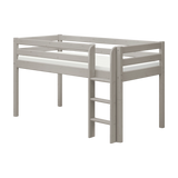 Hochbett 120 cm mit Leiter und Absturzsicherung, 90x200 cm, Grau