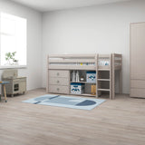 Hochbett 120 cm mit Leiter und Absturzsicherung, 90x200 cm, Grau