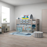 Hochbett 120 cm mit Leiter und Absturzsicherung, 90x200 cm, Grau