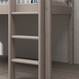 Hochbett 120 cm mit Leiter und Absturzsicherung, 90x200 cm, Grau