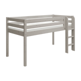 Hochbett 120 cm mit Leiter und Absturzsicherung, 90x200 cm, Grau