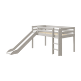 Spielbett 120 cm mit Rutsche und Leiter, 90x200 cm, Grau