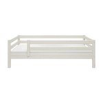 FLEXA single bed from WHITE PINEWOOD range, Scandinavian style, visible three-side safety rails for children’s room.