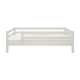 FLEXA single bed from WHITE PINEWOOD range, Scandinavian style, visible three-side safety rails for children’s room.
