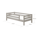 Single Bed with Safety Rail, 90x200 cm, Grey