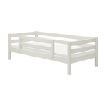 FLEXA single bed with safety rail, white finish, SCANDINAVIAN style, child-safe rails, shown against plain background.