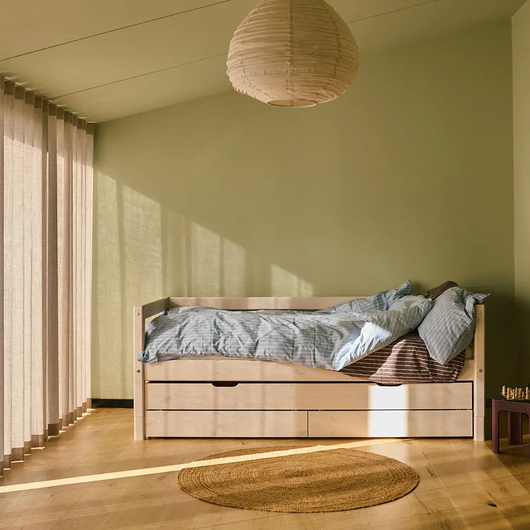 Single Bed with Pull-out Bed, 90x200 cm, White SINGLE_BED daybed-with-trundle-pullout-bed-white-washed  flexa-com.myshopify.com