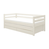 Einzelbett 90x200 cm mit Ausziehbett 90x190 cm, Weiß