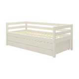 Einzelbett 90x200 cm mit Ausziehbett 90x190 cm, Weiß