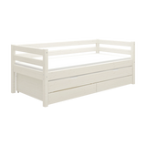 Einzelbett 90x200 cm mit Ausziehbett 90x190 cm, Weiß
