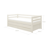 Einzelbett 90x200 cm mit Ausziehbett 90x190 cm, Weiß