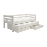 Einzelbett 90x200 cm mit Ausziehbett 90x190 cm, Weiß