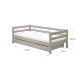 Lit simple avec rangement, 90x200 cm, Gris