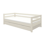 FLEXA-Bett aus der WHITE-Kollektion, Einzelbett 90 x 200 cm mit sichtbarem Ausziehbett, kindersichere Kanten, für das Kinderzimmer.