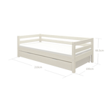 Einzelbett 90x200 cm mit Ausziehbett 90x190 cm, Weiß