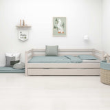 Einzelbett 90x200 cm mit Ausziehbett 90x190 cm, Grau