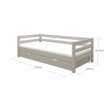 Einzelbett 90x200 cm mit Ausziehbett 90x190 cm, Grau
