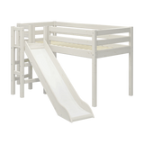 FLEXA-Hochbett aus der CLASSIC-Serie in Weiß, 90 x 200 cm, mit Rutsche und Sicherheitsgitter, abgebildet in einem Kinderzimmer.
