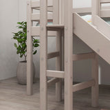Spielbett 120 cm mit Rutsche und Absturzsicherung, 90x200 cm, Grau