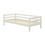 FLEXA Einzelbett in Weiß, Kollektion CLASSIC, mit drei Seitengittern und Lattenrost; kindersicher für Kinderzimmer.