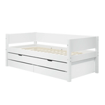Single Bed with Pull-out Bed and Storage, 90x200 cm, White SINGLE_BED daybed-white-7  flexa-com.myshopify.com