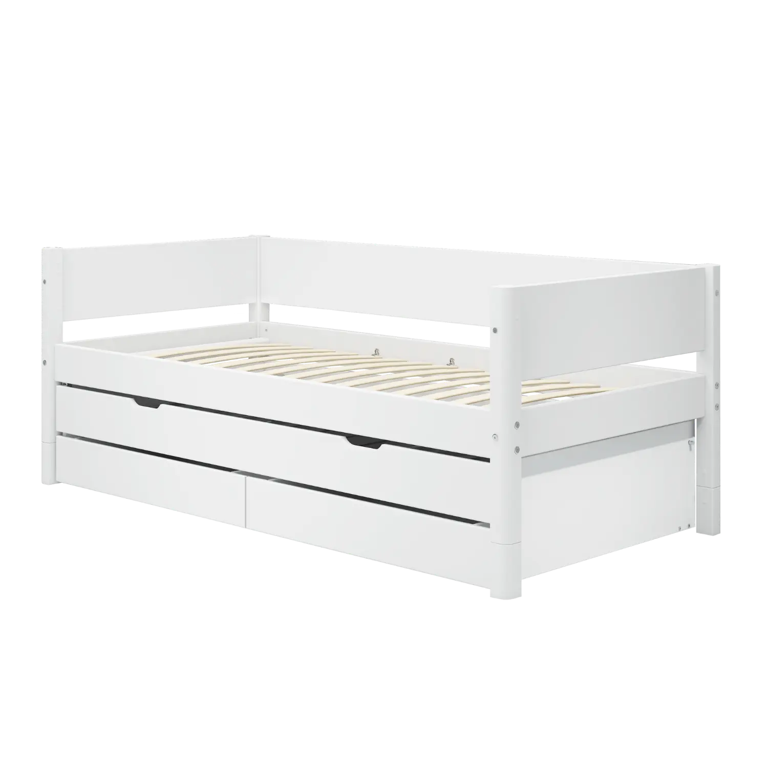 Single Bed with Pull-out Bed and Storage, 90x200 cm, White SINGLE_BED daybed-white-7  flexa-com.myshopify.com