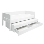 Single Bed with Pull-out Bed and Storage, 90x200 cm, White SINGLE_BED daybed-white-7  flexa-com.myshopify.com