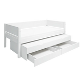 Single Bed with Pull-out Bed and Storage, 90x200 cm, White SINGLE_BED daybed-white-7  flexa-com.myshopify.com