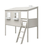 Mid-High Bed with House, Ladder and Safety Rail, 90x200 cm, White MID_HIGH-BED mid-high-bed-w-classic-house-white-washed-white-washed-white  flexa-com.myshopify.com