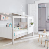 Single Bed with 1/2 House, 90x200 cm, White/Grey SINGLE_BED single-bed-w-1-2-classic-house-grey-washed-white-1  flexa-com.myshopify.com
