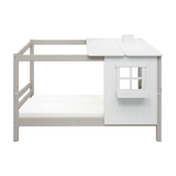 Spielbett mit 1/2 Haus, 90x200 cm, Weiß/Grau