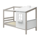 Spielbett mit 1/2 Haus, 90x200 cm, Weiß/Grau