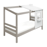 Spielbett mit 1/2 Haus, 90x200 cm, Weiß/Grau
