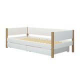Single Bed with Storage, 90x200 cm, White/Oak SINGLE_BED daybed-white-oak-3  flexa-com.myshopify.com