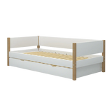 Single Bed with Pull-out Bed, 90x200 cm, White/Oak SINGLE_BED daybed-with-guest-bed-white-oak-1  flexa-com.myshopify.com
