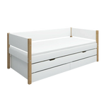 Single Bed with Storage and Pull-out Bed, 90x200 cm, White/Oak SINGLE_BED daybed-with-guest-bed-and-2-drawers-white-oak-1  flexa-com.myshopify.com