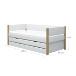 Single Bed with Storage and Pull-out Bed, 90x200 cm, White/Oak SINGLE_BED daybed-with-guest-bed-and-2-drawers-white-oak-1  flexa-com.myshopify.com