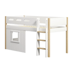 High Bed 120 cm with Treehouse, Ladder and Safety Rail, 90x200 cm, White/Oak MID_HIGH-BED mid-high-bed-str-ladder-treehouse-bed-fronts-white-frame-white-oak  flexa-com.myshopify.com