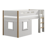 High Bed 120 cm with Treehouse, Ladder and Safety Rail, 90x200 cm, White/Oak MID_HIGH-BED mid-high-bed-str-ladder-treehouse-bed-fronts-white-frame-white-oak  flexa-com.myshopify.com