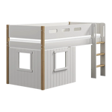 High Bed 120 cm with Treehouse, Ladder and Safety Rail, 90x200 cm, White/Oak MID_HIGH-BED mid-high-bed-str-ladder-treehouse-bed-fronts-white-frame-white-oak  flexa-com.myshopify.com