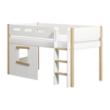 High Bed 120 cm with Treehouse, Ladder and Safety Rail, 90x200 cm, White/Oak MID_HIGH-BED mid-high-bed-str-ladder-treehouse-bed-fronts-oak-frame-white-oak  flexa-com.myshopify.com