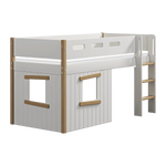 High Bed 120 cm with Treehouse, Ladder and Safety Rail, 90x200 cm, White/Oak MID_HIGH-BED mid-high-bed-str-ladder-treehouse-bed-fronts-oak-frame-white-oak  flexa-com.myshopify.com
