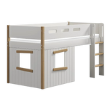High Bed 120 cm with Treehouse, Ladder and Safety Rail, 90x200 cm, White/Oak MID_HIGH-BED mid-high-bed-str-ladder-treehouse-bed-fronts-oak-frame-white-oak  flexa-com.myshopify.com