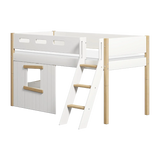 High Bed 120 cm with Treehouse, Ladder and Safety Rail, 90x200 cm, White/Oak MID_HIGH-BED mid-high-bed-sl-ladder-treehouse-bed-fronts-oak-frame-white-oak  flexa-com.myshopify.com