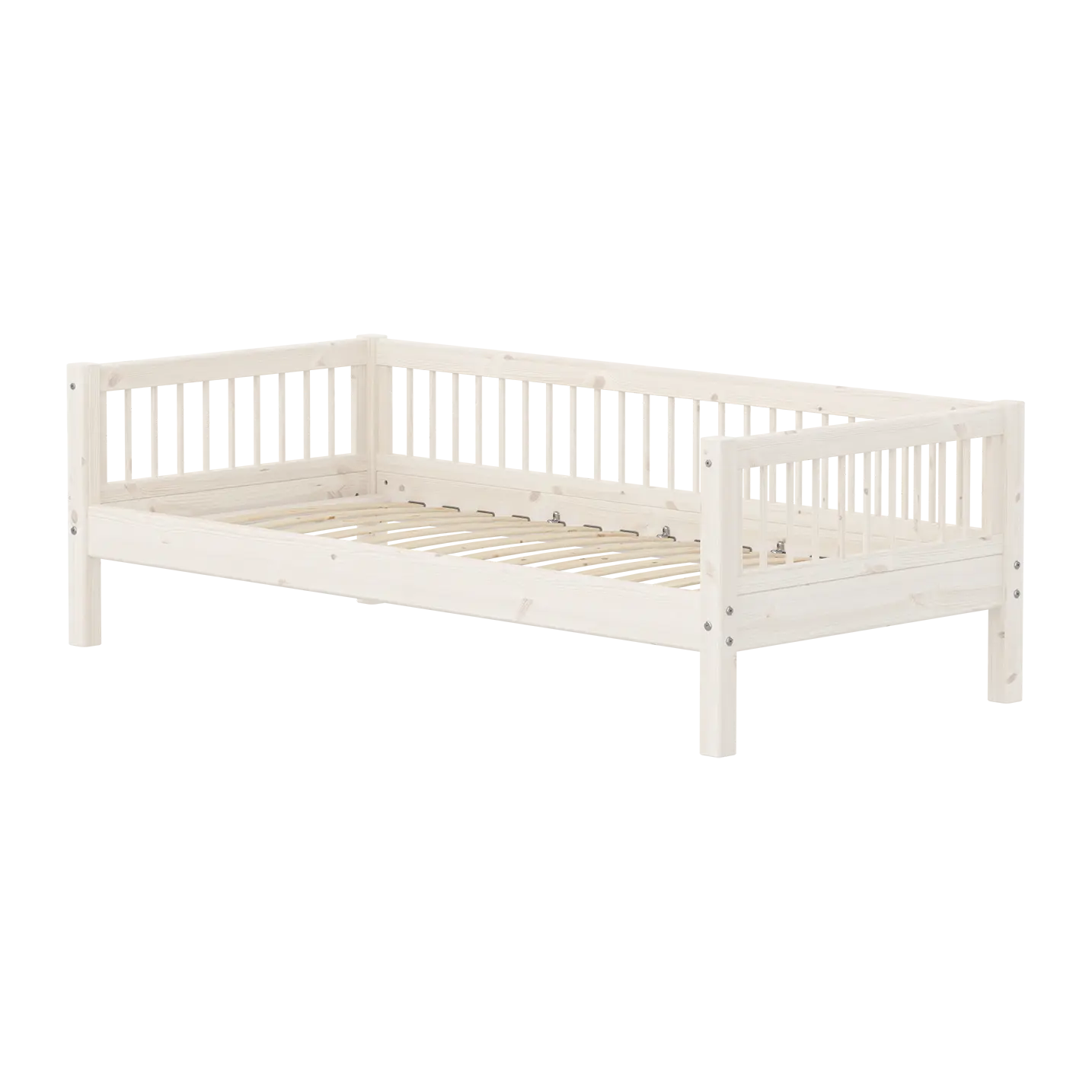 Single Bed, 90x200 cm, White SINGLE_BED single-bed-with-scandinavian-safety-rail-white-washed  flexa-com.myshopify.com