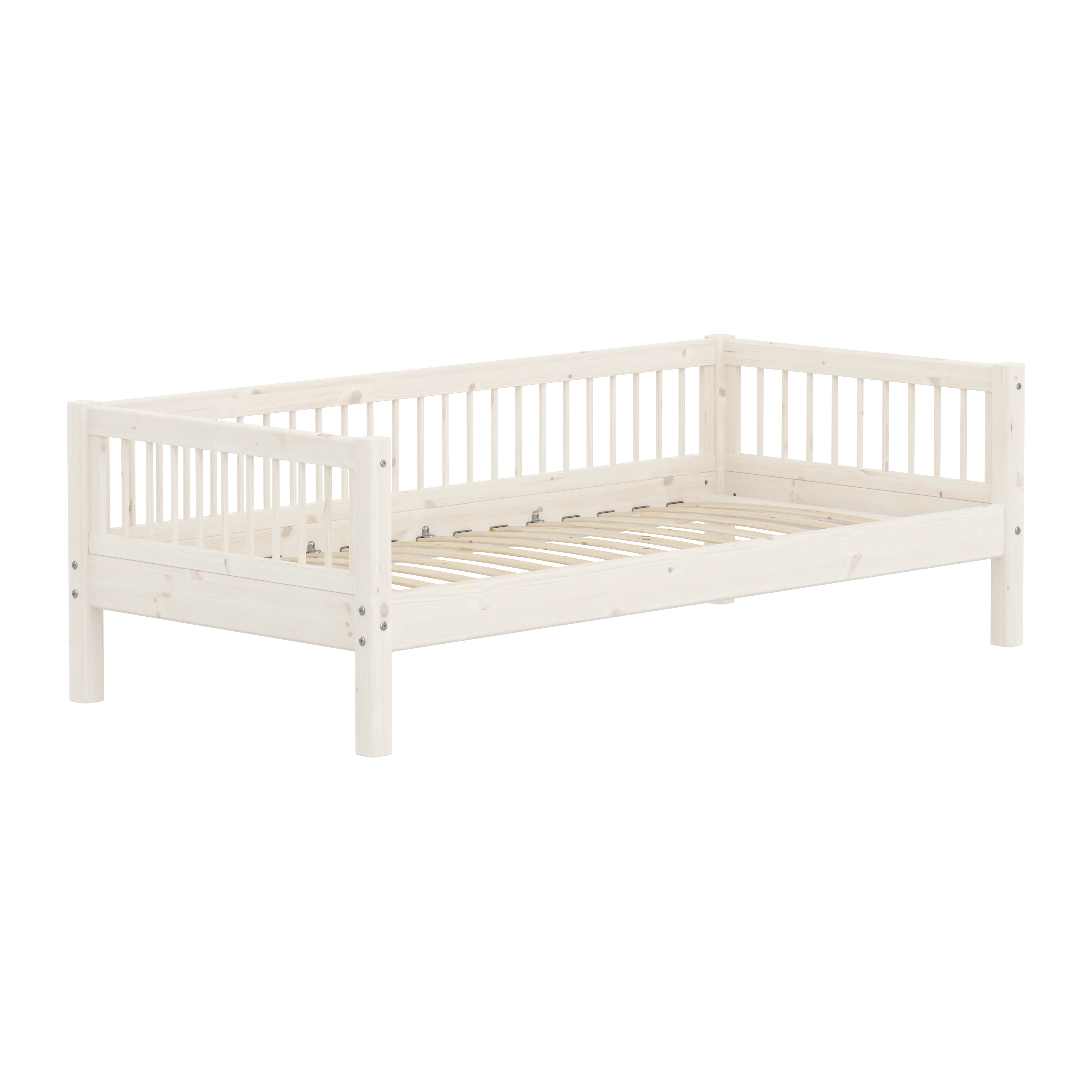 Single Bed, 90x200 cm, White SINGLE_BED single-bed-with-scandinavian-safety-rail-white-washed  flexa-com.myshopify.com