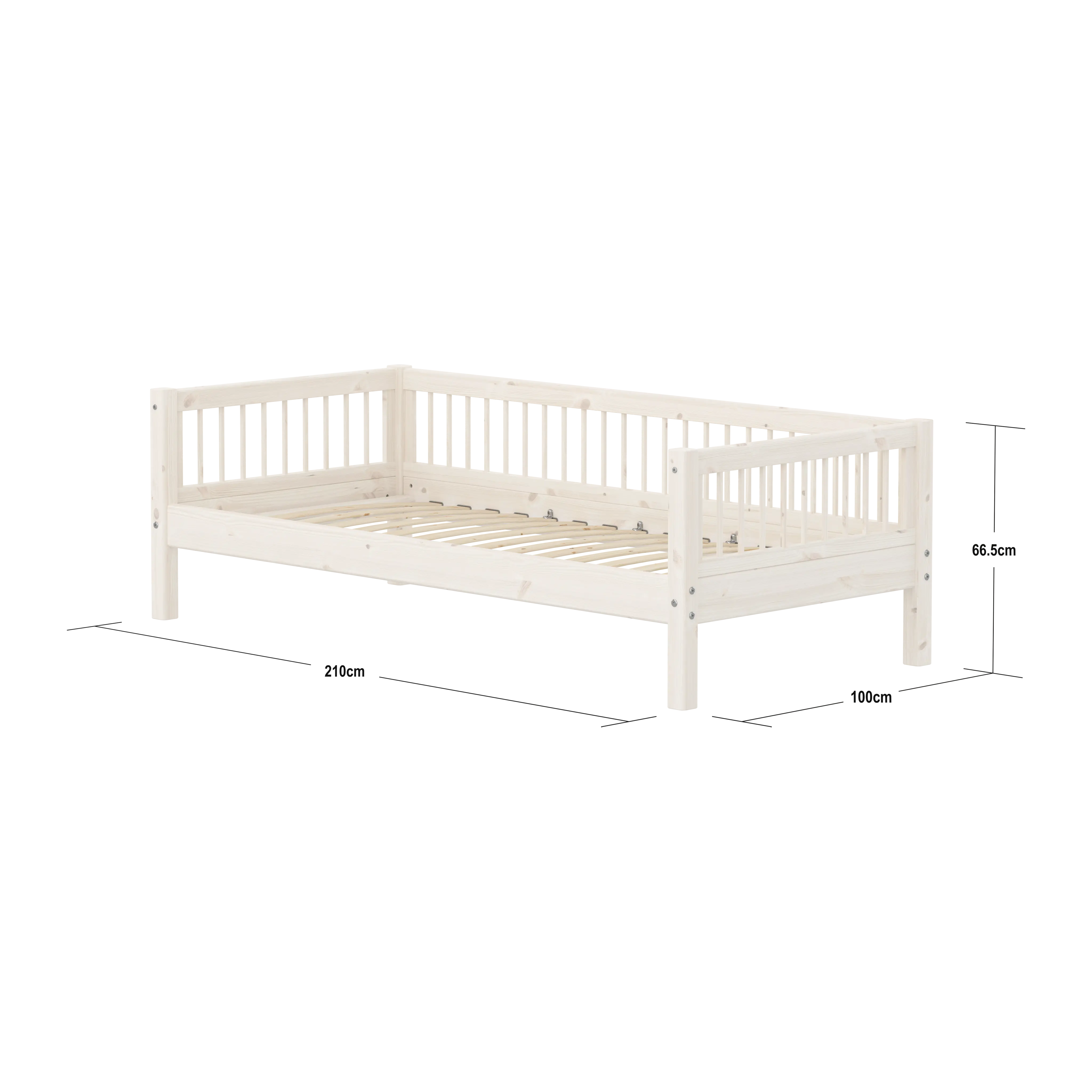 Single Bed, 90x200 cm, White SINGLE_BED single-bed-with-scandinavian-safety-rail-white-washed  flexa-com.myshopify.com