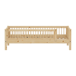 Single Bed with Safety Rails, 90x200 cm, Pine SINGLE_BED single-bed-with-scandinavian-safety-rail-3-4-front-back-raw  flexa-com.myshopify.com