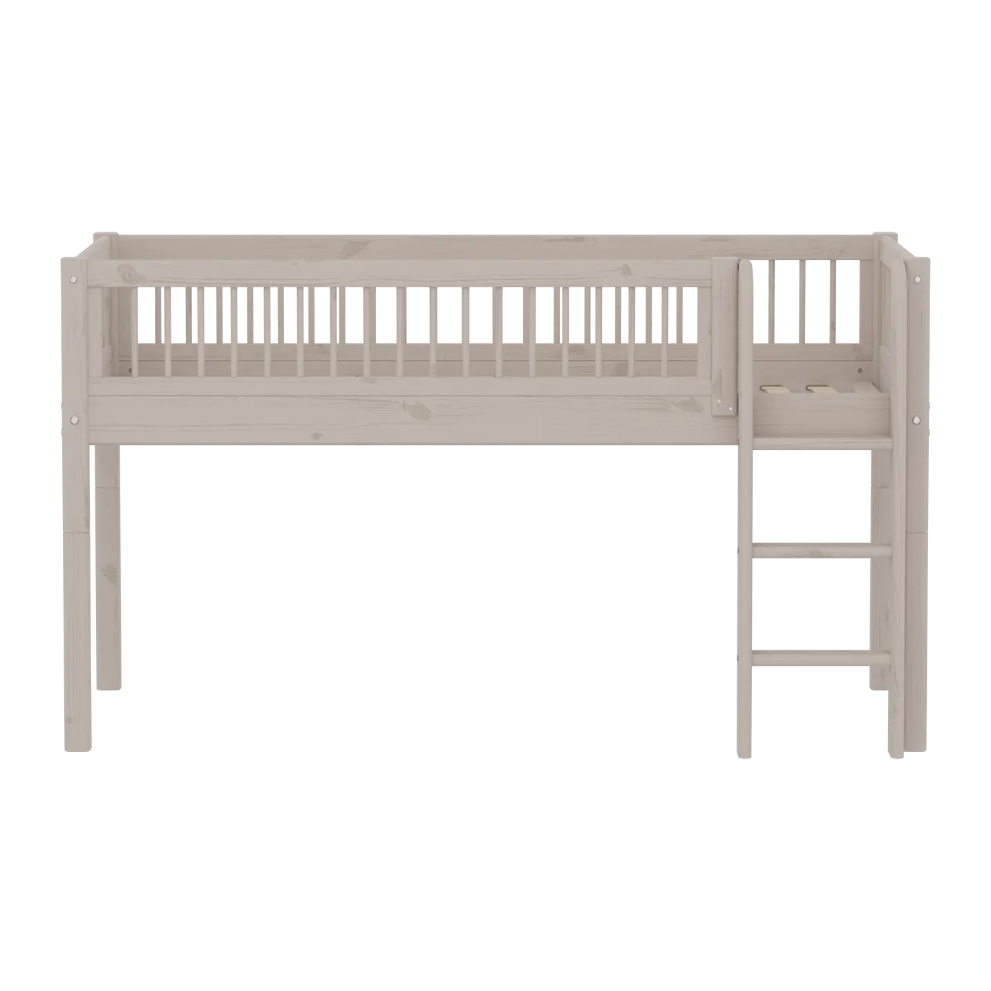 High Bed 120 cm with Safety Rail and Ladder, 90x200 cm, Grey MID_HIGH-BED mid-high-bed-with-scandinavian-safety-rail-classic-grey-washed  flexa-com.myshopify.com