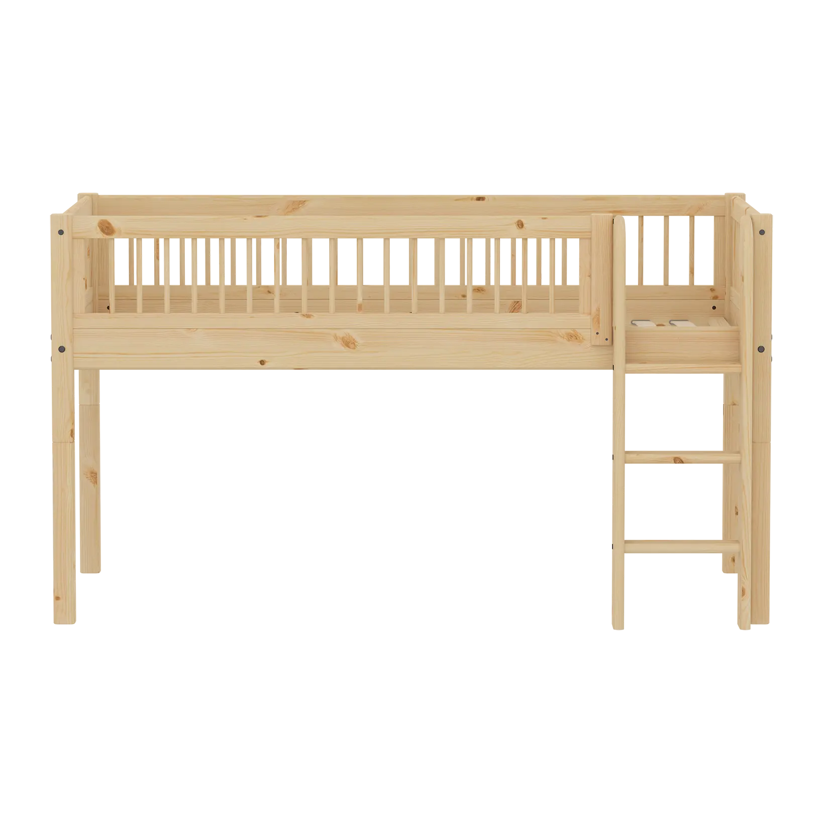 Mid-High Bed with Safety Rails, 90x200 cm, Pine MID_HIGH-BED mid-high-bed-w-scandinavian-safety-rail-classic-raw  flexa-com.myshopify.com